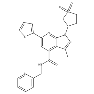 1-(1,1-dioxidotetrahydrothiophen-3-yl)-3-methyl-N-(pyridin-2-ylmethyl)-6-(thiophen-2-yl)-1H-pyrazolo[3,4-b]pyridine-4-carboxamide Structure