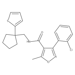 3-(2-chlorophenyl)-5-methyl-N-{[1-(thiophen-2-yl)cyclopentyl]methyl}-1,2-oxazole-4-carboxamide结构式