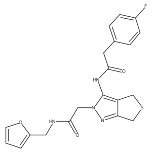 2-(4-fluorophenyl)-N-(2-(2-((furan-2-ylmethyl)amino)-2-oxoethyl)-4,6-dihydro-2H-thieno[3,4-c]pyrazol-3-yl)acetamide结构式