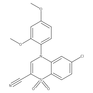 6-chloro-4-(2,4-dimethoxyphenyl)-4H-1,4-benzothiazine-2-carbonitrile 1,1-dioxide结构式