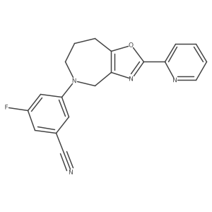 3-fluoro-5-(2-(pyridin-2-yl)-7,8-dihydro-4H-oxazolo[4,5-c]azepin-5(6H)-yl)benzonitrile结构式