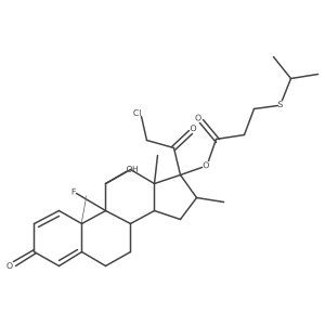 Pregna-1,4-diene-3,20-dione, 21-chloro-9-fluoro-11-hydroxy-16-methyl-17-[3-[(1-methylethyl)thio]-1-oxopropoxy]-, (11I(2),16I+/-)- Structure