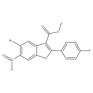 Methyl 5-bromo-2-(4-fluorophenyl)-6-nitro-1-benzofuran-3-carboxylate结构式