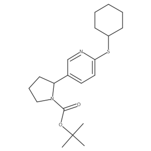tert-Butyl 2-(6-(cyclohexylthio)pyridin-3-yl)pyrrolidine-1-carboxylate结构式