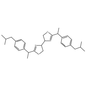 (4S,4'S)-2,2'-Bis((S)-1-(4-isobutylphenyl)ethyl)-4,4',5,5'-tetrahydro-4,4'-bioxazole结构式
