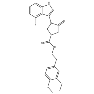 N-(3,4-dimethoxyphenethyl)-1-(4-fluoro-1H-indazol-3-yl)-5-oxo-3-pyrrolidinecarboxamide Structure