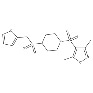 4-((4-((Furan-2-ylmethyl)sulfonyl)piperidin-1-yl)sulfonyl)-3,5-dimethylisoxazole结构式