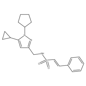 (E)-N-((1-cyclopentyl-5-cyclopropyl-1H-pyrazol-3-yl)methyl)-2-phenylethenesulfonamide Structure