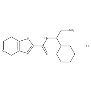 N-(2-Amino-1-cyclohexylethyl)-6,7-dihydro-4H-thieno[3,2-c]pyran-2-carboxamide;hydrochloride结构式