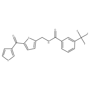 N-((5-(thiophene-3-carbonyl)thiophen-2-yl)methyl)-3-(trifluoromethyl)benzamide结构式