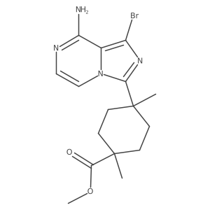 Methyl 4-(8-amino-1-bromoimidazo[1,5-a]pyrazin-3-yl)-1,4-dimethylcyclohexanecarboxylate结构式