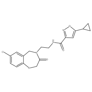 N-(2-(7-chloro-3-oxo-2,3-dihydrobenzo[f][1,4]oxazepin-4(5H)-yl)ethyl)-5-cyclopropylisoxazole-3-carboxamide结构式