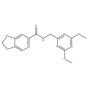 N-((4,6-dimethoxy-1,3,5-triazin-2-yl)methyl)benzo[d][1,3]dioxole-5-carboxamide结构式