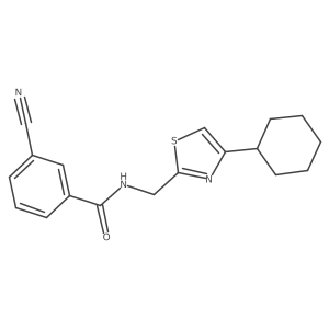 3-cyano-N-((4-cyclohexylthiazol-2-yl)methyl)benzamide结构式