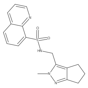 N-((2-methyl-2,4,5,6-tetrahydrocyclopenta[c]pyrazol-3-yl)methyl)quinoline-8-sulfonamide Structure