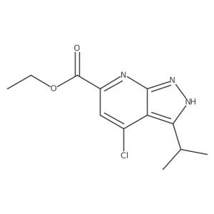 Ethyl 4-chloro-3-isopropyl-1H-pyrazolo[3,4-b]pyridine-6-carboxylate结构式