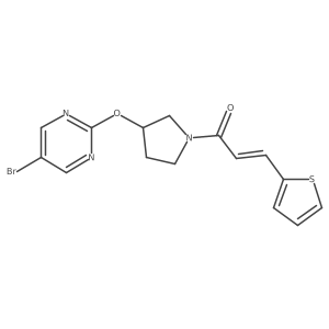 (2E)-1-{3-[(5-bromopyrimidin-2-yl)oxy]pyrrolidin-1-yl}-3-(thiophen-2-yl)prop-2-en-1-one结构式
