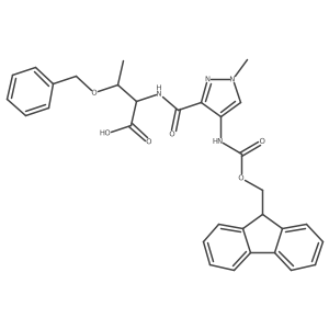 (2S,3R)-3-(benzyloxy)-2-{[4-({[(9H-fluoren-9-yl)methoxy]carbonyl}amino)-1-methyl-1H-pyrazol-3-yl]formamido}butanoic acid结构式