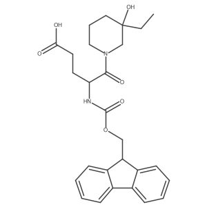 5-(3-ethyl-3-hydroxypiperidin-1-yl)-4-({[(9H-fluoren-9-yl)methoxy]carbonyl}amino)-5-oxopentanoic acid结构式
