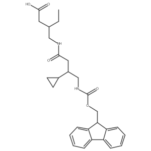 3-{[3-cyclopropyl-4-({[(9H-fluoren-9-yl)methoxy]carbonyl}amino)butanamido]methyl}pentanoic acid结构式