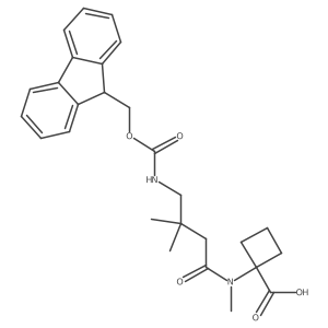 1-[4-({[(9H-fluoren-9-yl)methoxy]carbonyl}amino)-N,3,3-trimethylbutanamido]cyclobutane-1-carboxylic acid结构式