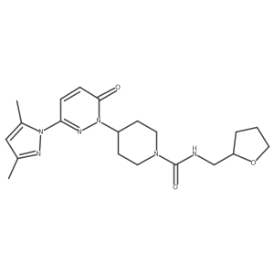 4-[3-(3,5-dimethyl-1H-pyrazol-1-yl)-6-oxo-1,6-dihydropyridazin-1-yl]-N-[(oxolan-2-yl)methyl]piperidine-1-carboxamide结构式