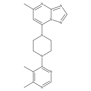 4,5-Dimethyl-6-(4-{5-methyl-[1,2,4]triazolo[1,5-a]pyrimidin-7-yl}piperazin-1-yl)pyrimidine Structure