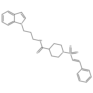 N-[3-(1H-indol-1-yl)propyl]-1-(2-phenylethenesulfonyl)piperidine-4-carboxamide结构式