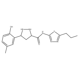 5-(2-hydroxy-5-methylphenyl)-N-(5-propyl-1,3,4-thiadiazol-2-yl)pyrazolidine-3-carboxamide结构式