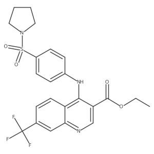 Ethyl 4-[4-(1-pyrrolidinylsulfonyl)anilino]-7-(trifluoromethyl)-3-quinolinecarboxylate Structure