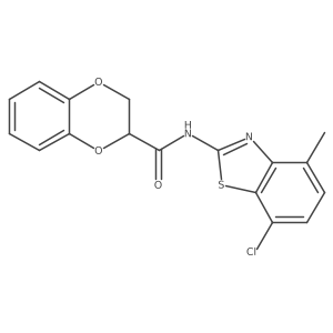 N-(7-chloro-4-methylbenzo[d]thiazol-2-yl)-2,3-dihydrobenzo[b][1,4]dioxine-2-carboxamide结构式
