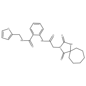 2-(2-{2,4-dioxo-1,3-diazaspiro[4.6]undecan-3-yl}acetamido)-N-[(furan-2-yl)methyl]benzamide Structure