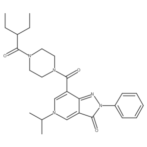 7-(4-(2-ethylbutanoyl)piperazine-1-carbonyl)-5-isopropyl-2-phenyl-2H-pyrazolo[4,3-c]pyridin-3(5H)-one结构式
