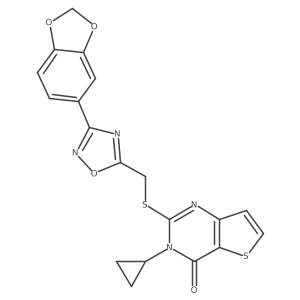 2-({[3-(2H-1,3-benzodioxol-5-yl)-1,2,4-oxadiazol-5-yl]methyl}sulfanyl)-3-cyclopropyl-3H,4H-thieno[3,2-d]pyrimidin-4-one结构式