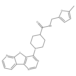 N-((5-methylfuran-2-yl)methyl)-1-(pyrido[3',2':4,5]thieno[3,2-d]pyrimidin-4-yl)piperidine-4-carboxamide结构式