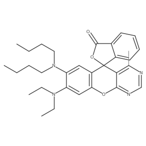 Spiro(5H-(1)benzopyrano(2,3-d)pyrimidine-5,1'(3'H)-isobenzofuran)-3'-one, 7-(dibutylamino)-8-(diethylamino)-4-methyl-结构式