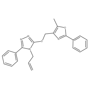 4-(((4-allyl-5-phenyl-4H-1,2,4-triazol-3-yl)thio)methyl)-5-methyl-2-phenyloxazole Structure