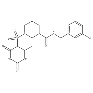 N-[(3-chlorophenyl)methyl]-1-[(4-methyl-2,6-dioxo-1,3-diazinan-5-yl)sulfonyl]piperidine-3-carboxamide Structure