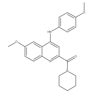 (6-Methoxy-4-((4-methoxyphenyl)amino)quinolin-2-yl)(piperidin-1-yl)methanone结构式