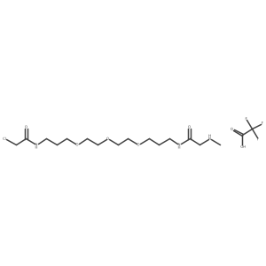 N-[3-[2-[2-[3-[(2-Chloroacetyl)amino]propoxy]ethoxy]ethoxy]propyl]-2-(methylamino)acetamide;2,2,2-trifluoroacetic acid结构式