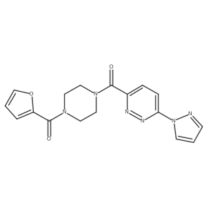 (6-(1H-pyrazol-1-yl)pyridazin-3-yl)(4-(furan-2-carbonyl)piperazin-1-yl)methanone结构式