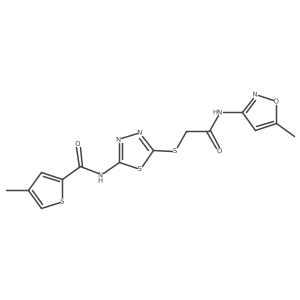 4-methyl-N-(5-((2-((5-methylisoxazol-3-yl)amino)-2-oxoethyl)thio)-1,3,4-thiadiazol-2-yl)thiophene-2-carboxamide Structure