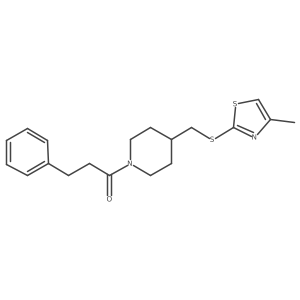 1-(4-(((4-Methylthiazol-2-yl)thio)methyl)piperidin-1-yl)-3-phenylpropan-1-one Structure