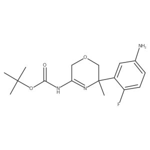 tert-Butyl (5-(5-amino-2-fluorophenyl)-5-methyl-5,6-dihydro-2H-1,4-oxazin-3-yl)carbamate结构式
