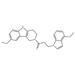 3-(4-methoxy-1H-indol-1-yl)-1-(8-methoxy-1,3,4,5-tetrahydro-2H-pyrido[4,3-b]indol-2-yl)-1-propanone结构式