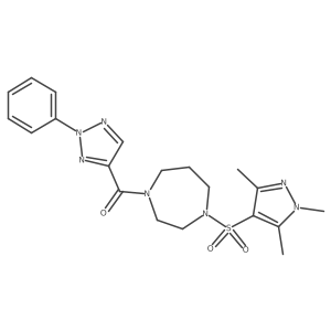 (2-phenyl-2H-1,2,3-triazol-4-yl)(4-((1,3,5-trimethyl-1H-pyrazol-4-yl)sulfonyl)-1,4-diazepan-1-yl)methanone结构式