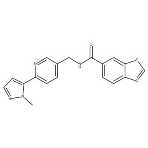 N-((6-(1-methyl-1H-pyrazol-5-yl)pyridin-3-yl)methyl)benzo[d]thiazole-6-carboxamide结构式