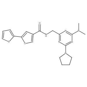 N-((4-(dimethylamino)-6-(pyrrolidin-1-yl)-1,3,5-triazin-2-yl)methyl)-5-(thiophen-2-yl)isoxazole-3-carboxamide结构式
