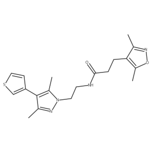 N-(2-(3,5-dimethyl-4-(thiophen-3-yl)-1H-pyrazol-1-yl)ethyl)-3-(3,5-dimethylisoxazol-4-yl)propanamide Structure