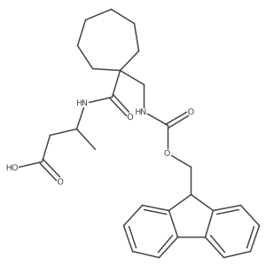 (3R)-3-({1-[({[(9H-fluoren-9-yl)methoxy]carbonyl}amino)methyl]cycloheptyl}formamido)butanoic acid Structure